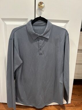 BYLT Basics Long-Sleeve Polo in Gray